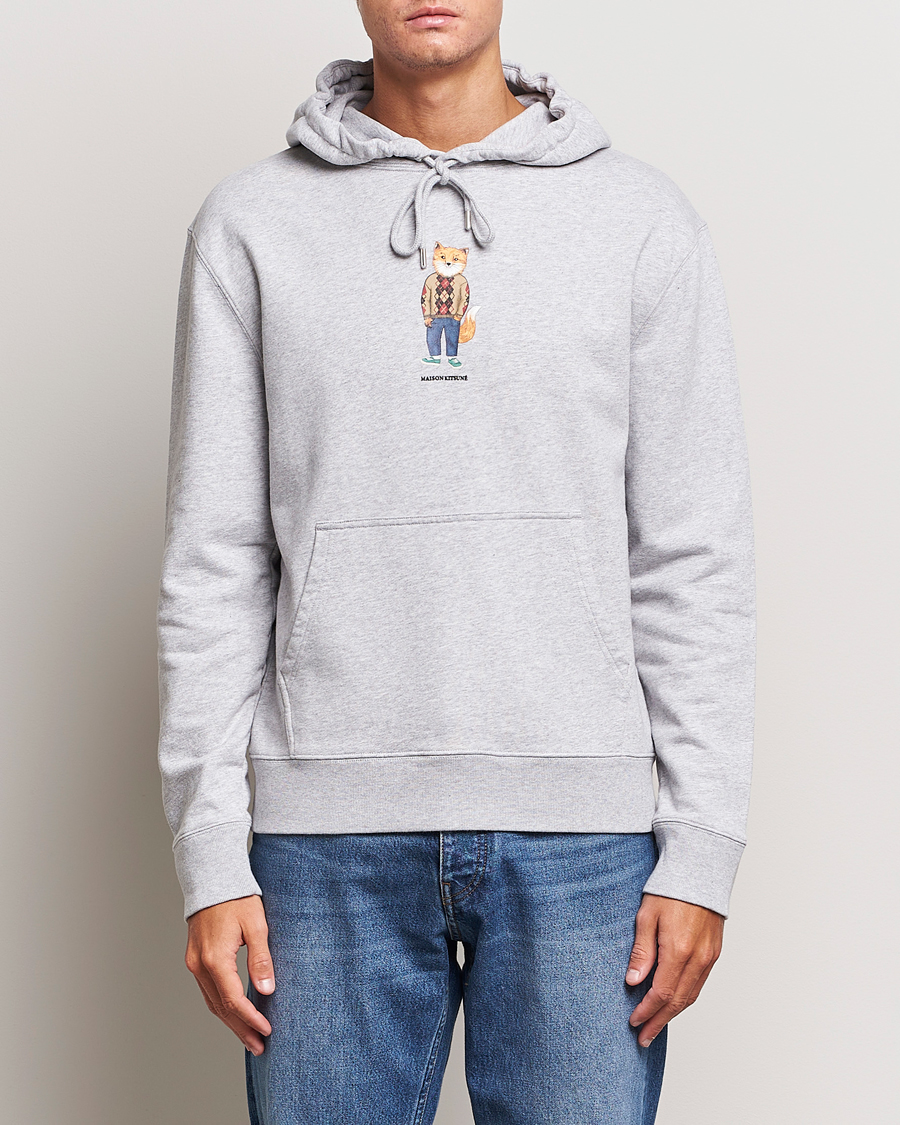 Herre | Contemporary Creators | Maison Kitsuné | Dressed Fox Hoodie Light Grey Melange