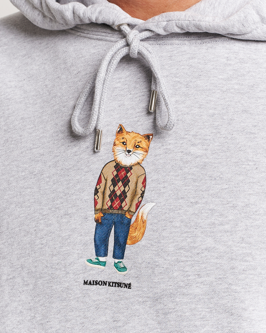 Herre | Gensere | Maison Kitsuné | Dressed Fox Hoodie Light Grey Melange