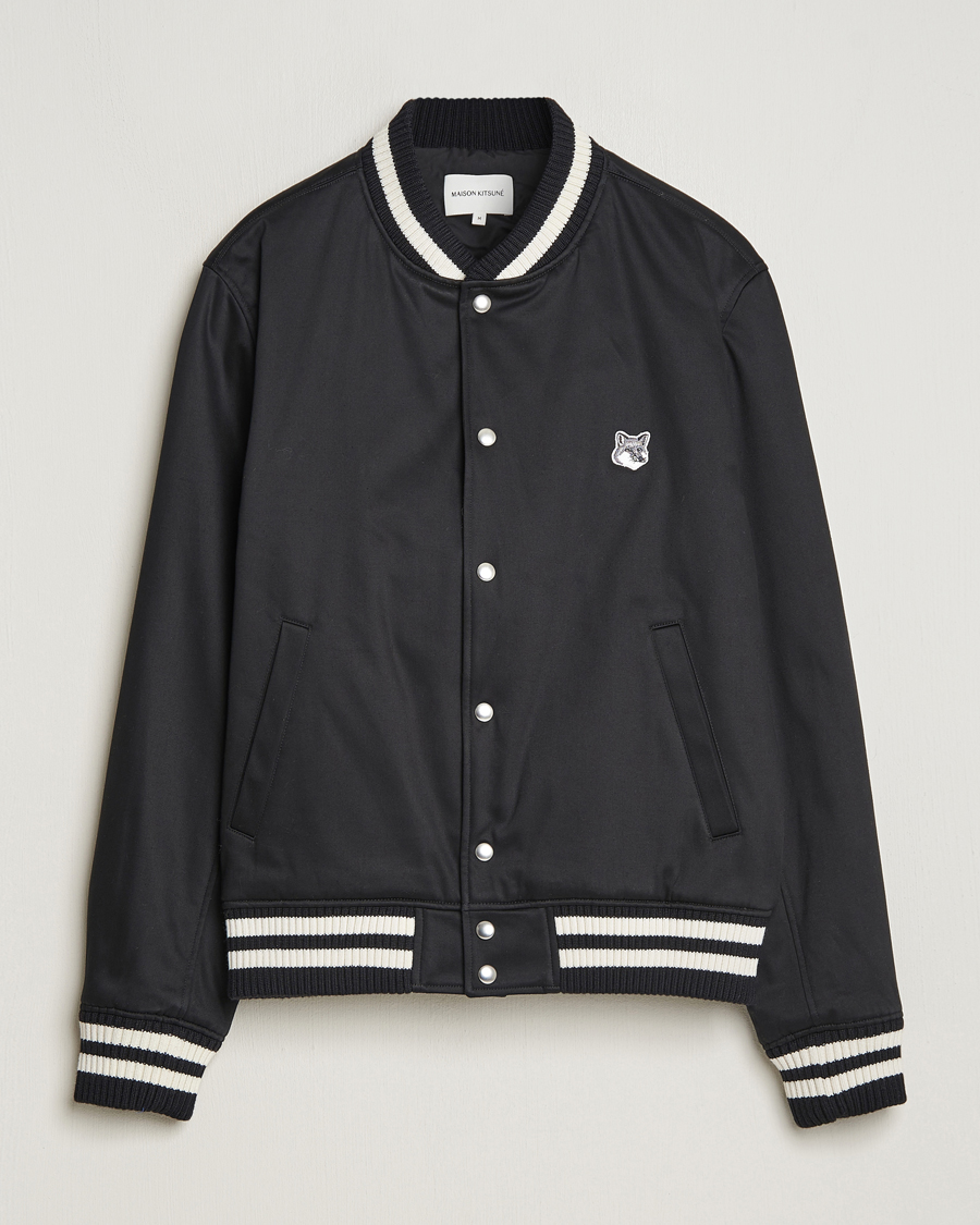 Herre | Jakker | Maison Kitsuné | Grey Fox Teddy Varsity Jacket Black
