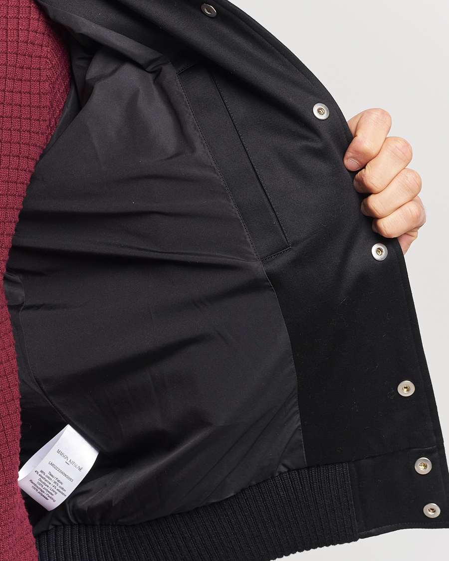 Herre | Jakker | Maison Kitsuné | Grey Fox Teddy Varsity Jacket Black