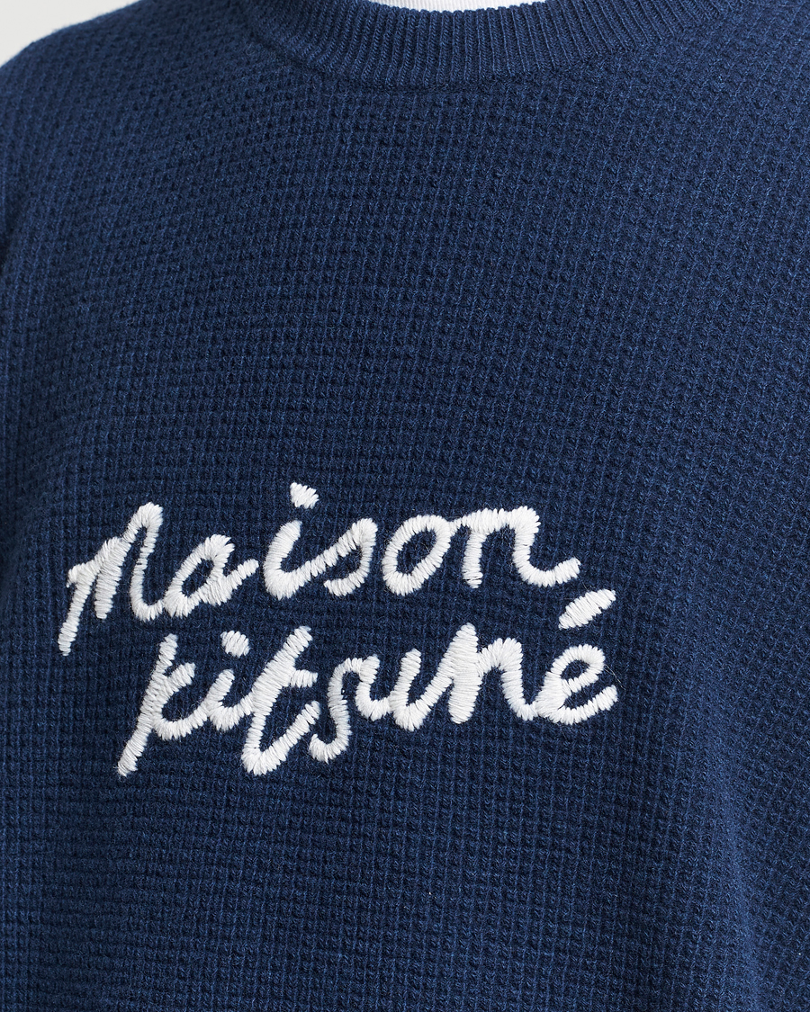 Herre | Gensere | Maison Kitsuné | Handwriting Wool Crew Neck Sweater Ink Blue