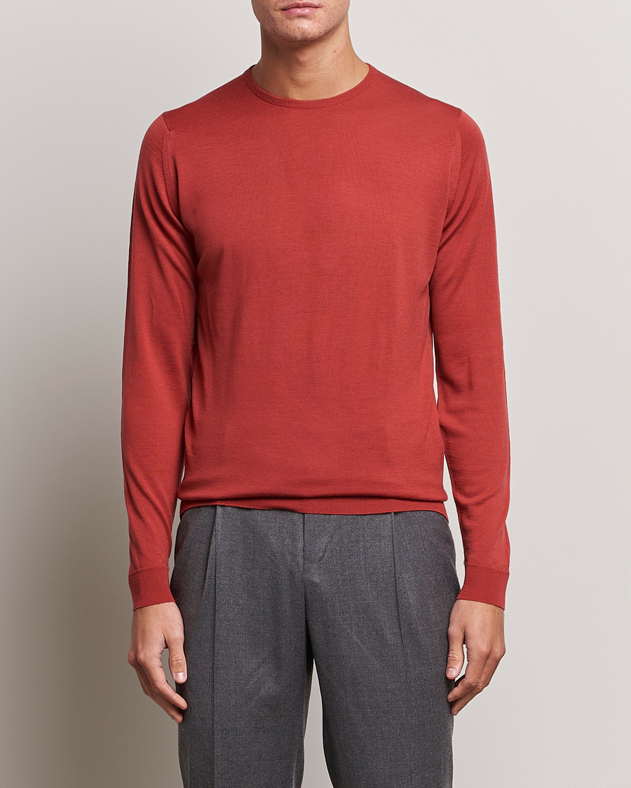 Herre | Gensere | John Smedley | Lundy Extra Fine Merino Crew Neck Redwood