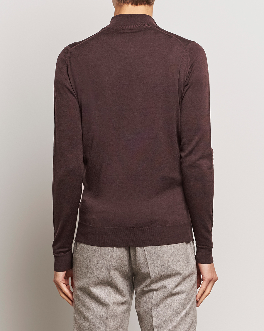 Herre | Gensere | John Smedley | Barrow Extra Fine Merino Half Zip Truffle Brown
