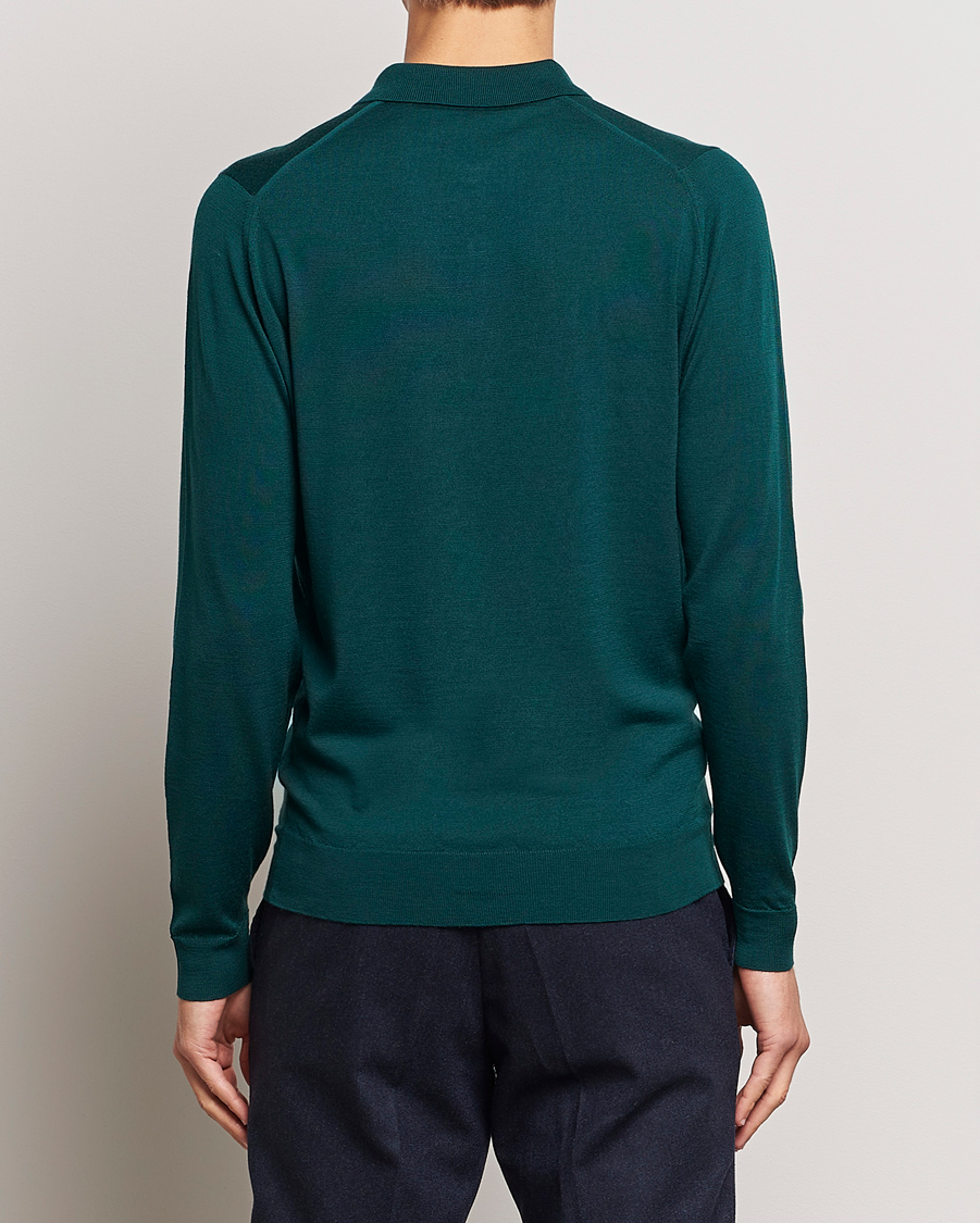 Herre | Gensere | John Smedley | Belper Extra Fine Merino Polo Pullover Pine Green