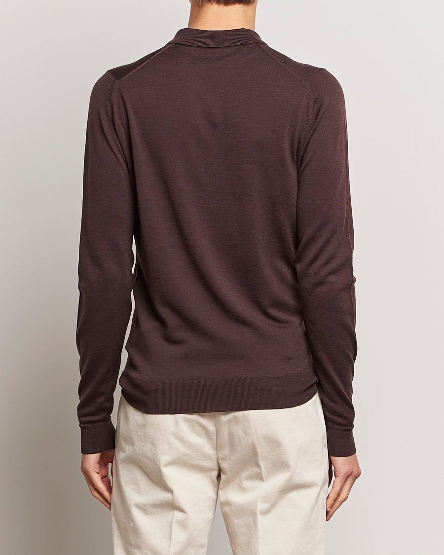 Herre | Gensere | John Smedley | Belper Extra Fine Merino Polo Pullover Truffle Brown