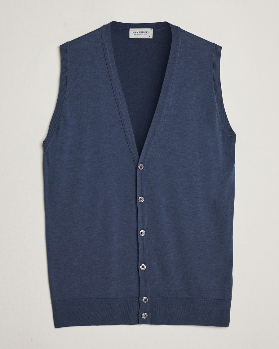 Herre | Gensere | John Smedley | Huntswood Slim Fit Waistcoat Smoke Blue
