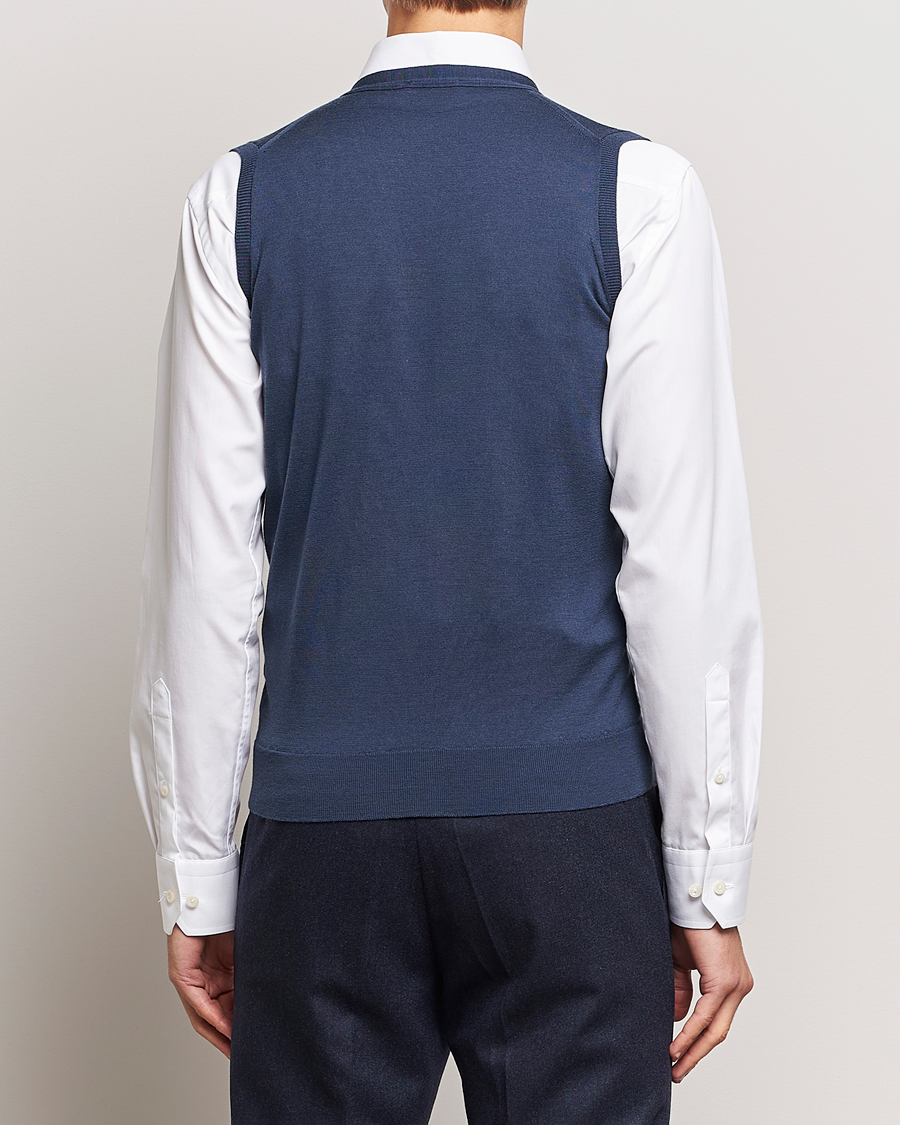Herre | Gensere | John Smedley | Huntswood Slim Fit Waistcoat Smoke Blue