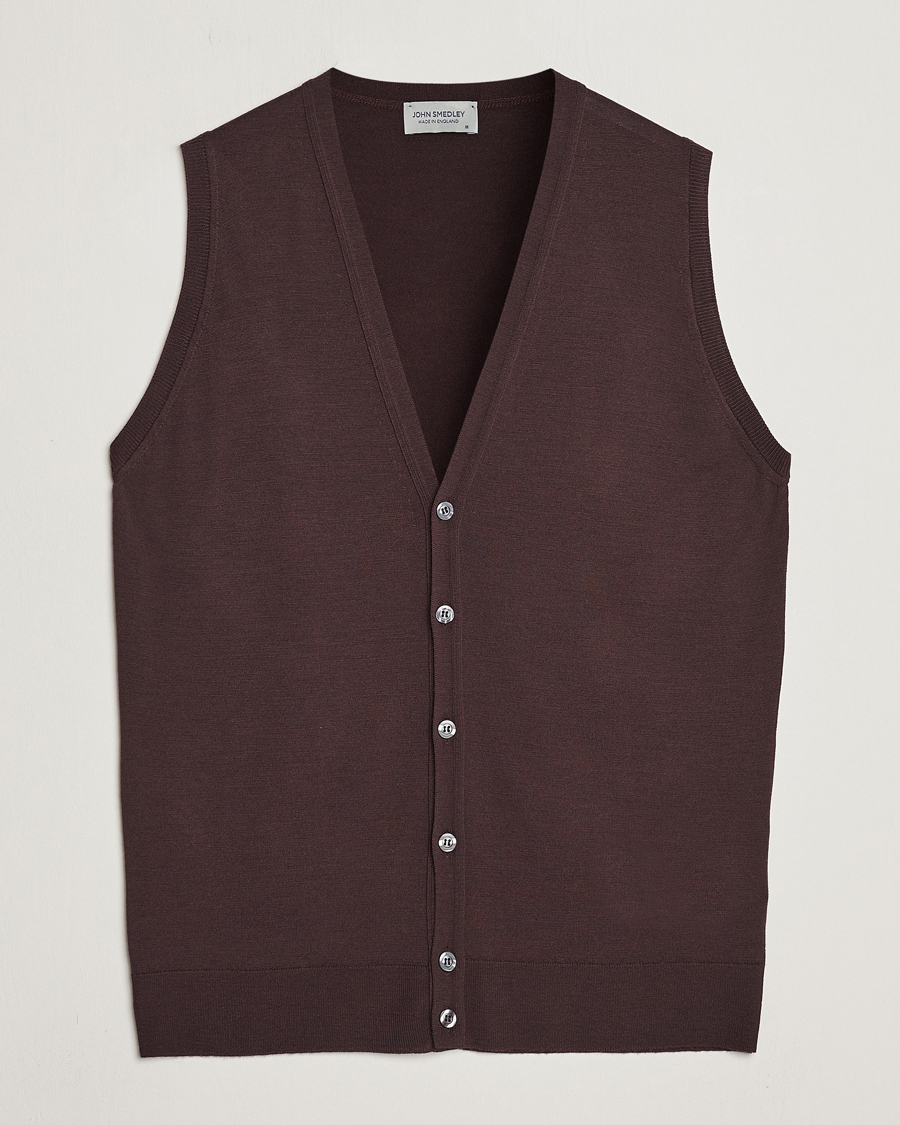 Herre | Gensere | John Smedley | Huntswood Slim Fit Waistcoat Truffle Brown