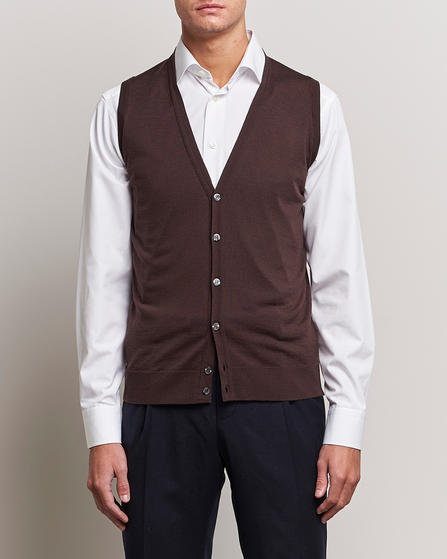 Herre | John Smedley | John Smedley | Huntswood Slim Fit Waistcoat Truffle Brown