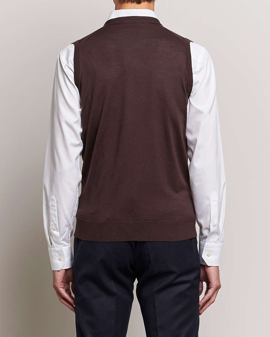 Herre | Gensere | John Smedley | Huntswood Slim Fit Waistcoat Truffle Brown