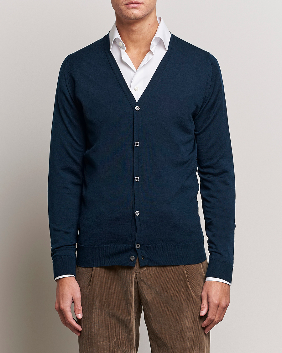 Herre | John Smedley | John Smedley | Petworth Extra Fine Merino Cardigan Orion Green