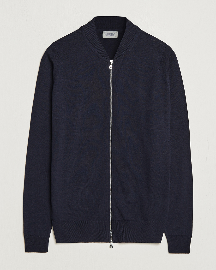 Herre | Gensere | John Smedley | Maclean Extra Fine Merin Full Zip Midnight