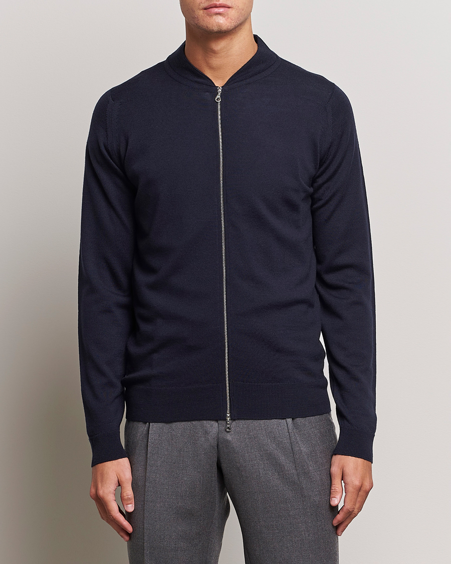 Herre | Gensere | John Smedley | Maclean Extra Fine Merin Full Zip Midnight