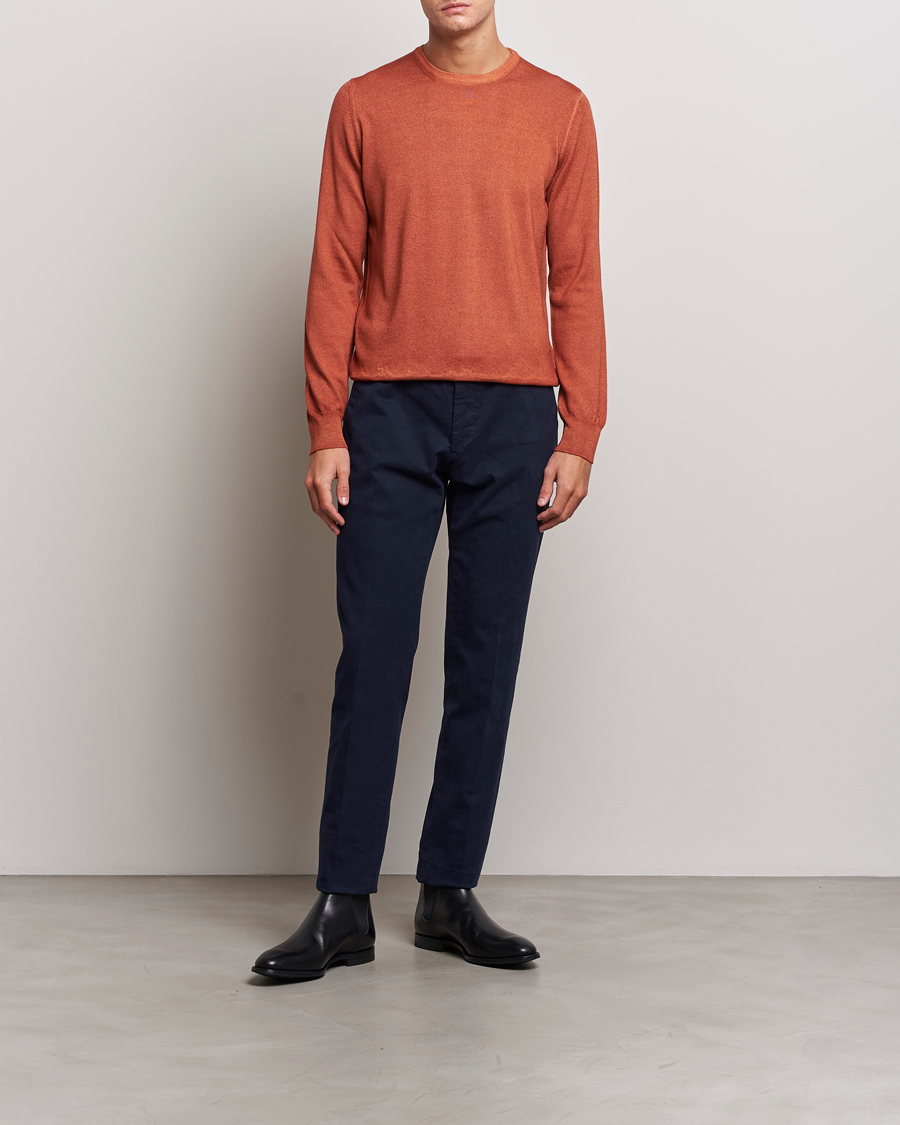 Herre | Gensere | Gran Sasso | Vintage Merino Fashion Fit Crew Neck Pullover Rust