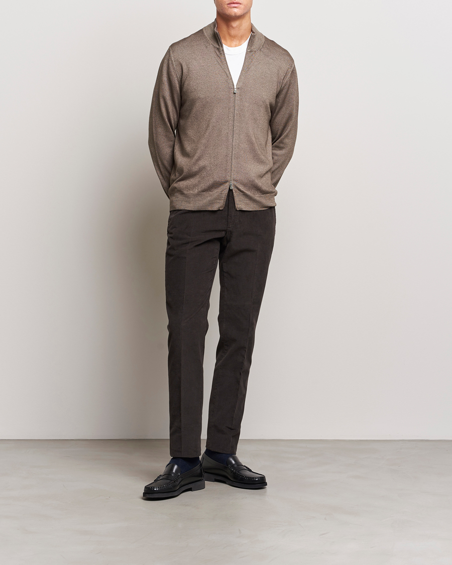 Herre | Gensere | Gran Sasso | Vintage Merino Fashion Fit Full Zip Beige