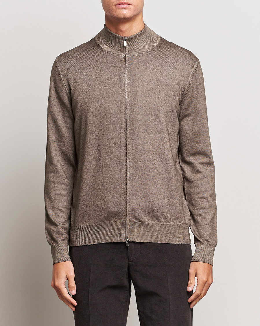 Herre | Gensere | Gran Sasso | Vintage Merino Fashion Fit Full Zip Beige