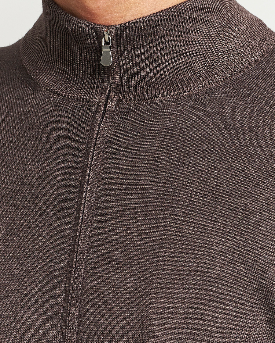 Herre | Gensere | Gran Sasso | Vintage Merino Fashion Fit Full Zip Brown