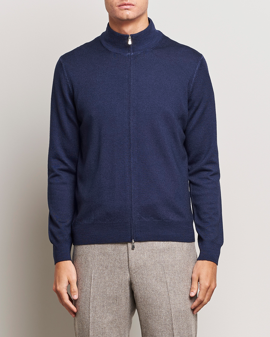 Herre | Gensere | Gran Sasso | Vintage Merino Fashion Fit Full Zip Navy