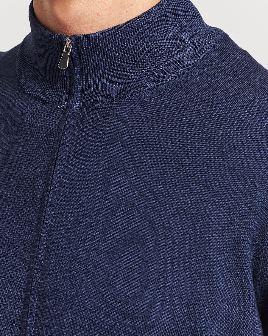 Herre | Gensere | Gran Sasso | Vintage Merino Fashion Fit Full Zip Navy