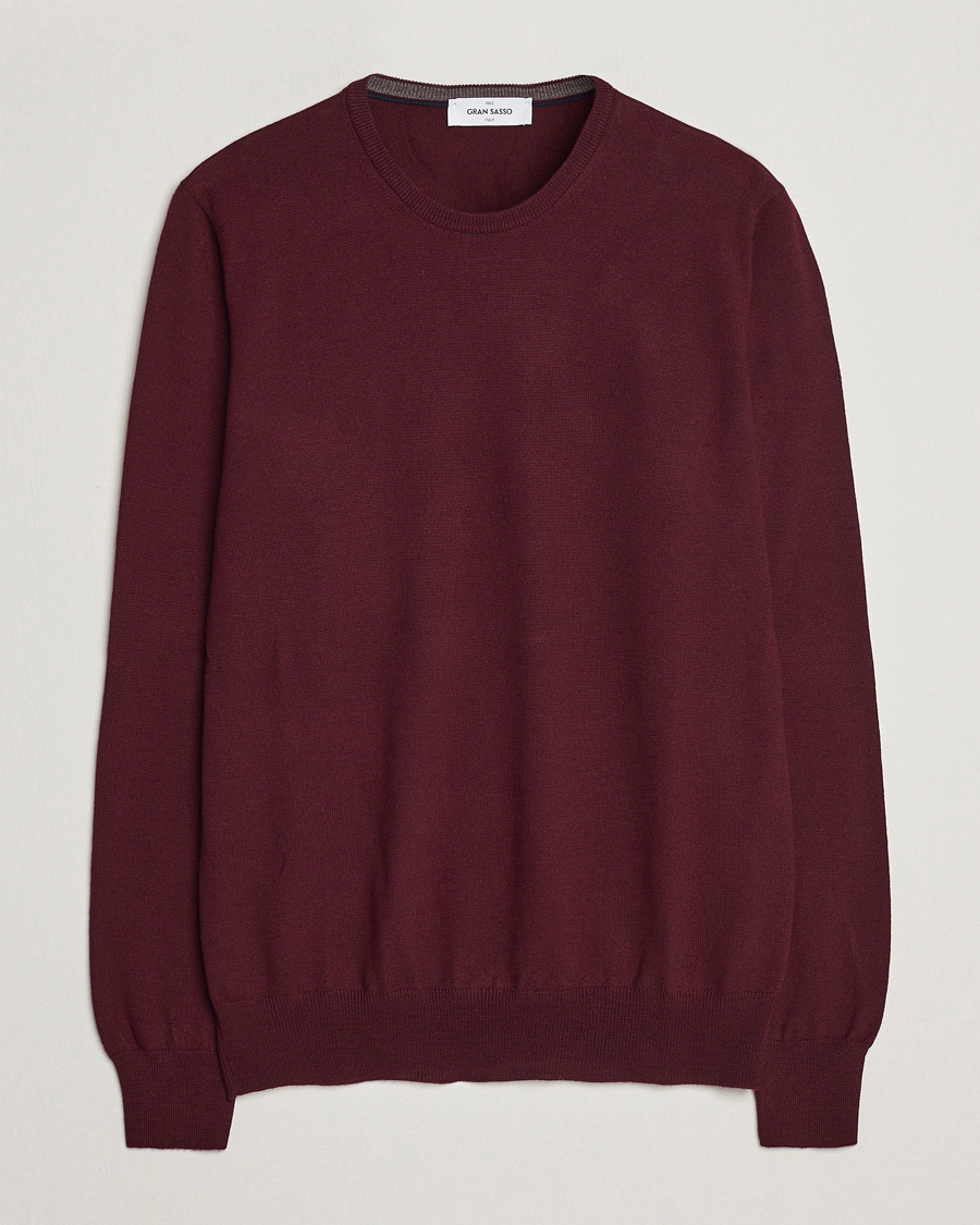 Herre | Gensere | Gran Sasso | Merino Fashion Fit Crew Neck Pullover Burgundy
