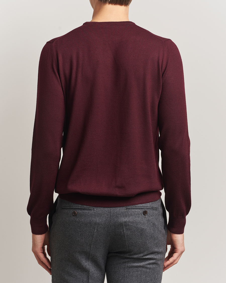 Herre | Gensere | Gran Sasso | Merino Fashion Fit Crew Neck Pullover Burgundy