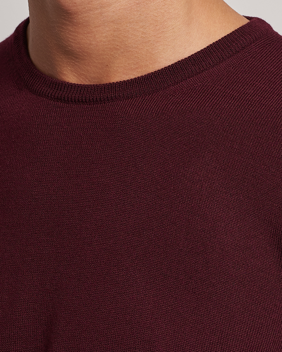 Herre | Gensere | Gran Sasso | Merino Fashion Fit Crew Neck Pullover Burgundy