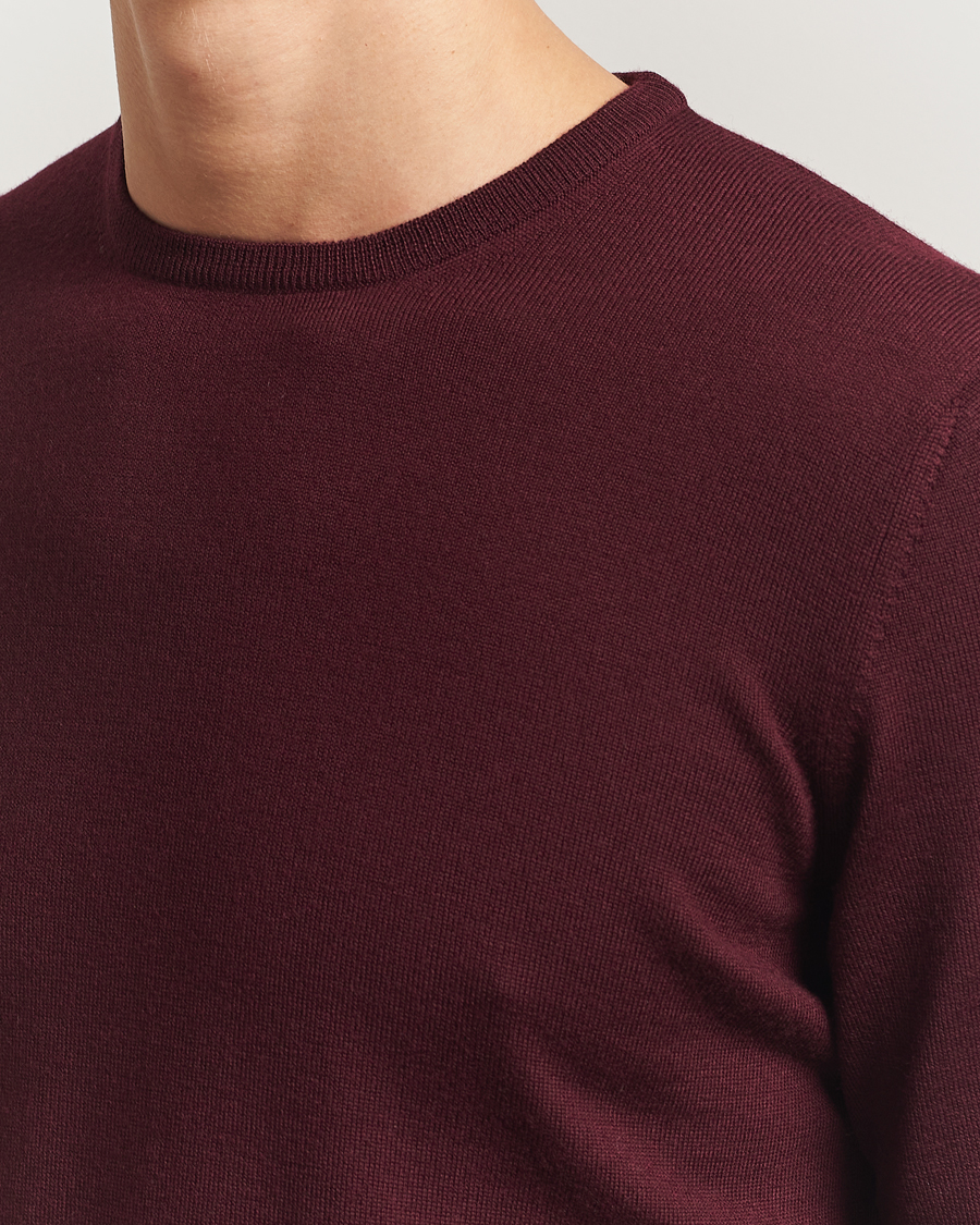 Herre | Gensere | Gran Sasso | Merino Fashion Fit Crew Neck Pullover Burgundy