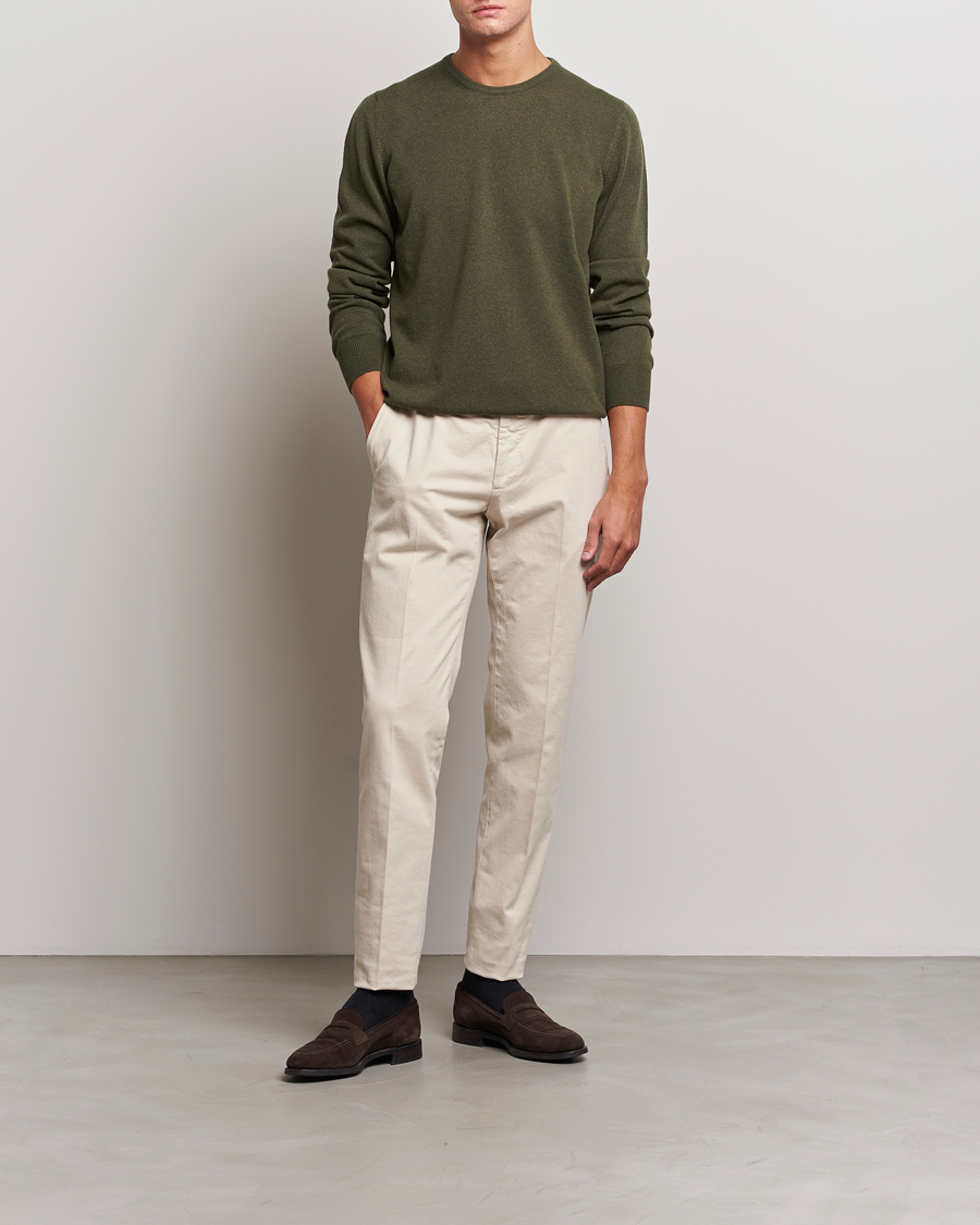 Herre | Gensere | Gran Sasso | Wool/Cashmere Crew Neck Olive Green