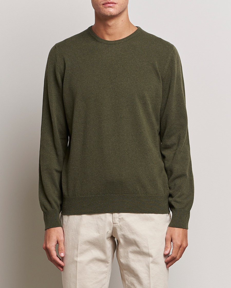 Herre | Gensere | Gran Sasso | Wool/Cashmere Crew Neck Olive Green