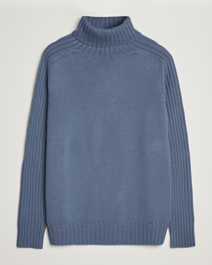 Herre | Gensere | Gran Sasso | Rainwool Rollneck Dusty Blue