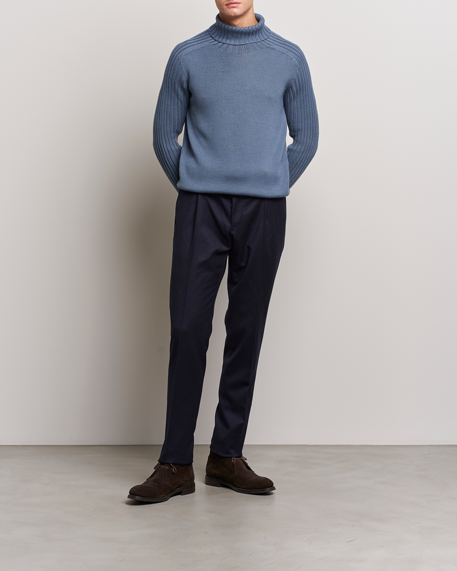 Herre | Gensere | Gran Sasso | Rainwool Rollneck Dusty Blue