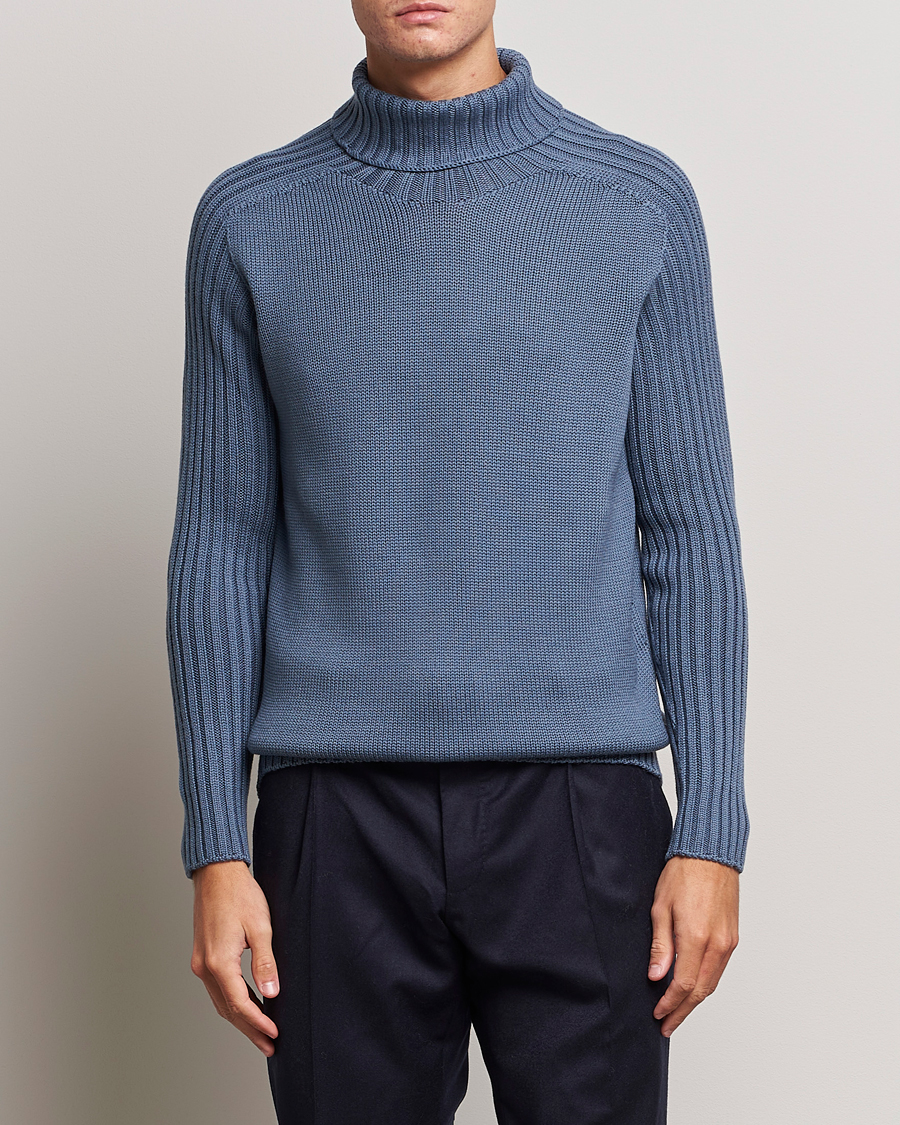 Herre | Gensere | Gran Sasso | Rainwool Rollneck Dusty Blue