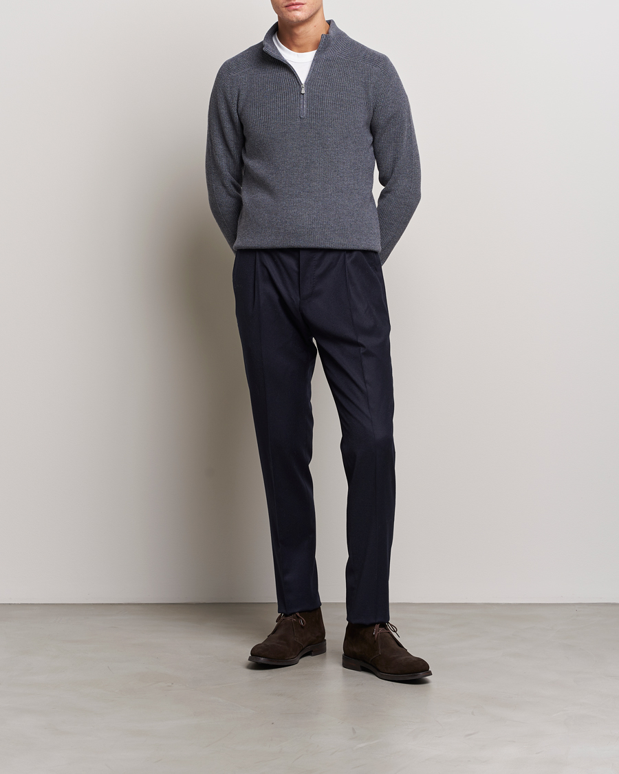 Herre | Gensere | Gran Sasso | Rainwool Half Zip Grey Melange