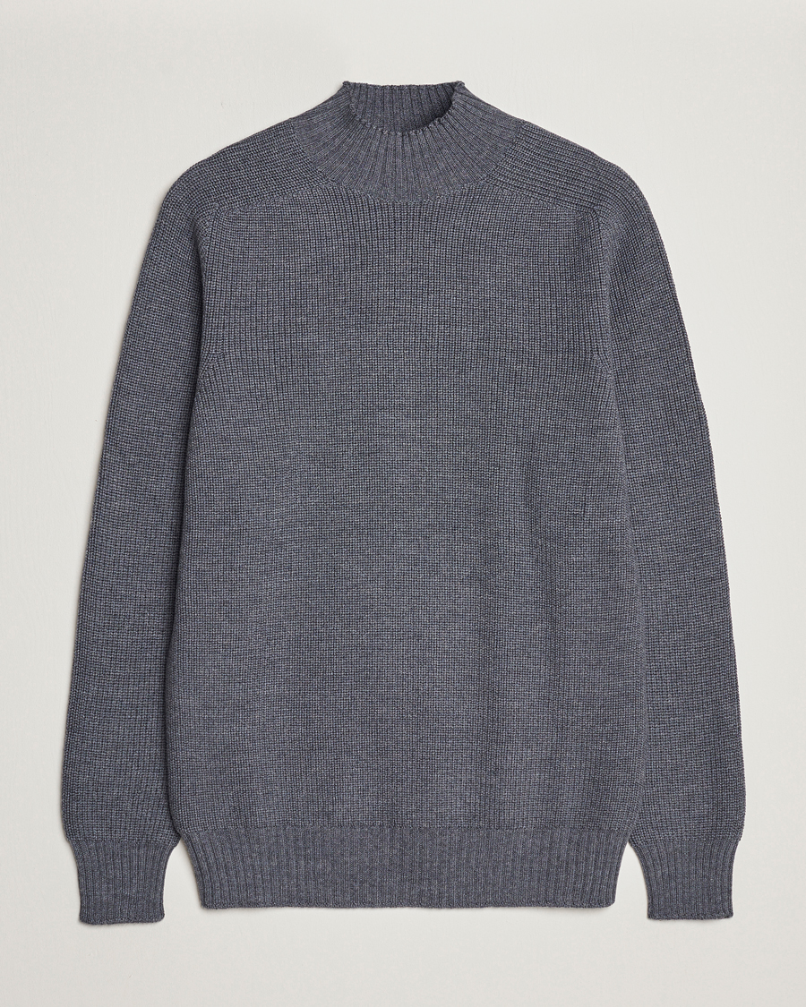 Herre | Gensere | Gran Sasso | Rainwool Mock Neck Grey Melange