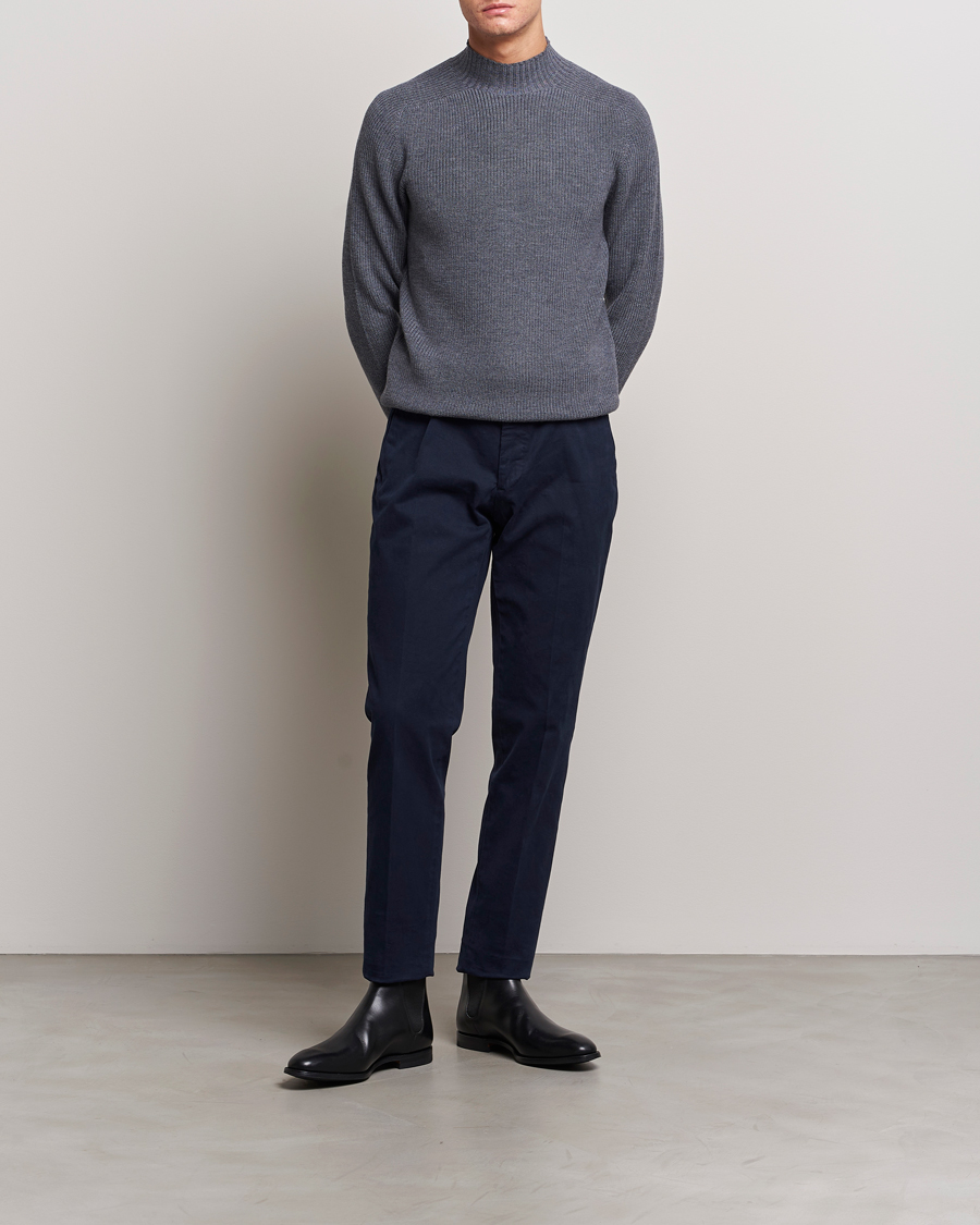 Herre | Gensere | Gran Sasso | Rainwool Mock Neck Grey Melange