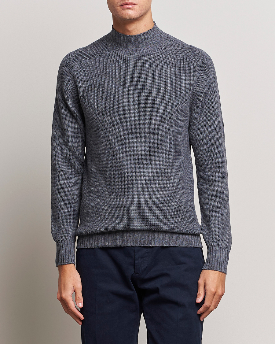 Herre | Gensere | Gran Sasso | Rainwool Mock Neck Grey Melange