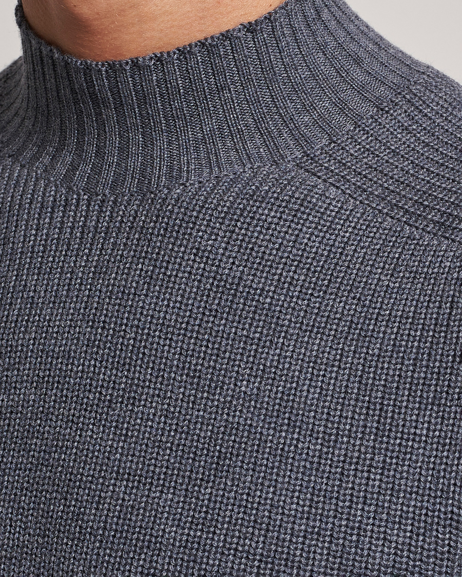 Herre | Gensere | Gran Sasso | Rainwool Mock Neck Grey Melange