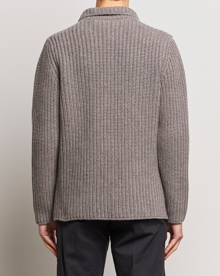Herre | Gensere | Gran Sasso | Heavy Wool Knitted Blazer Cardigan Taupe Melange