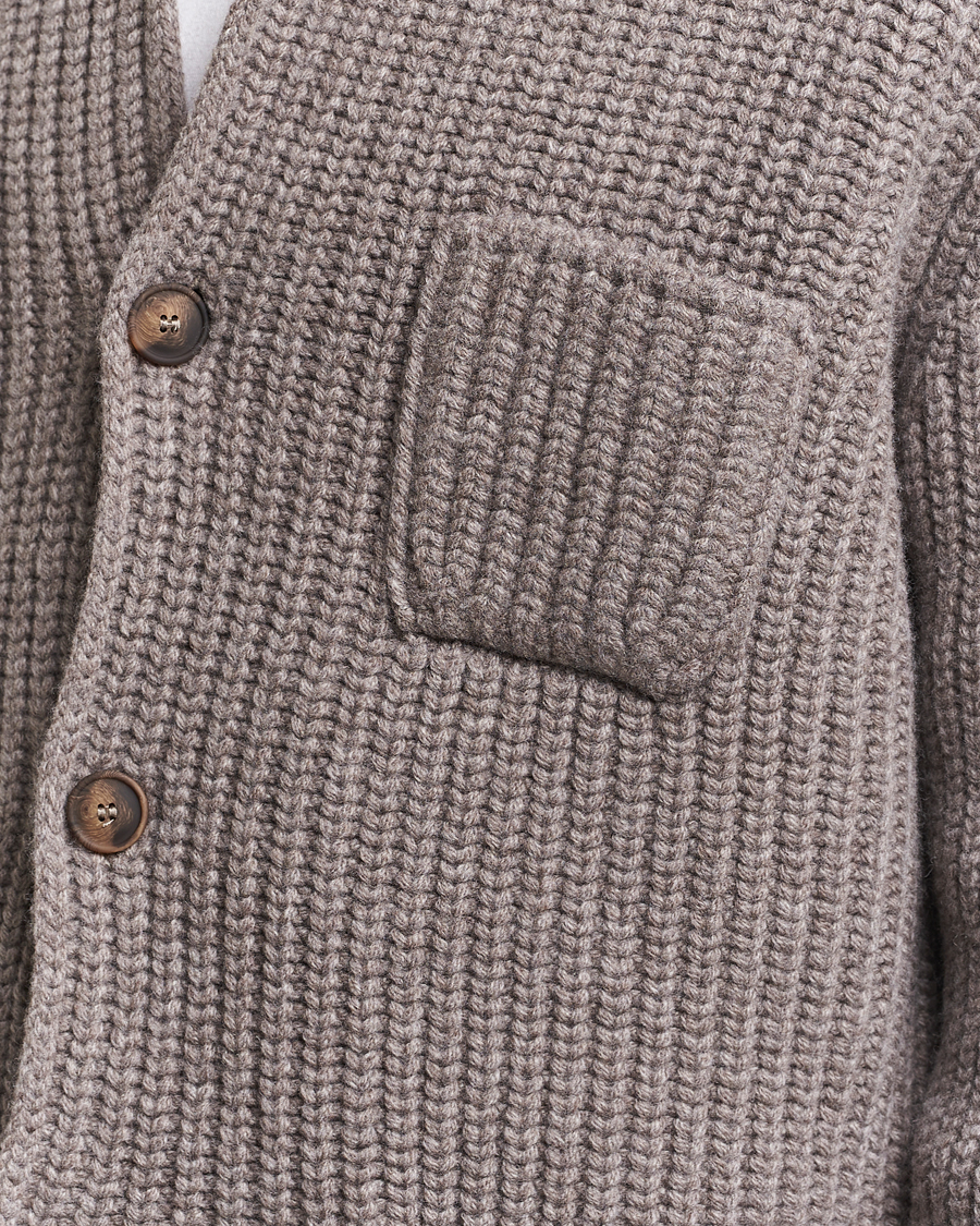 Herre | Gensere | Gran Sasso | Heavy Wool Knitted Blazer Cardigan Taupe Melange