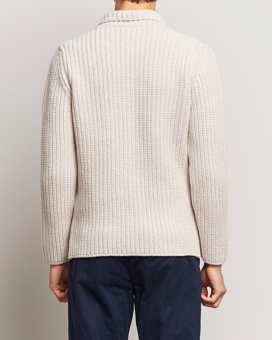 Herre | Gensere | Gran Sasso | Heavy Wool Knitted Blazer Cardigan Off White