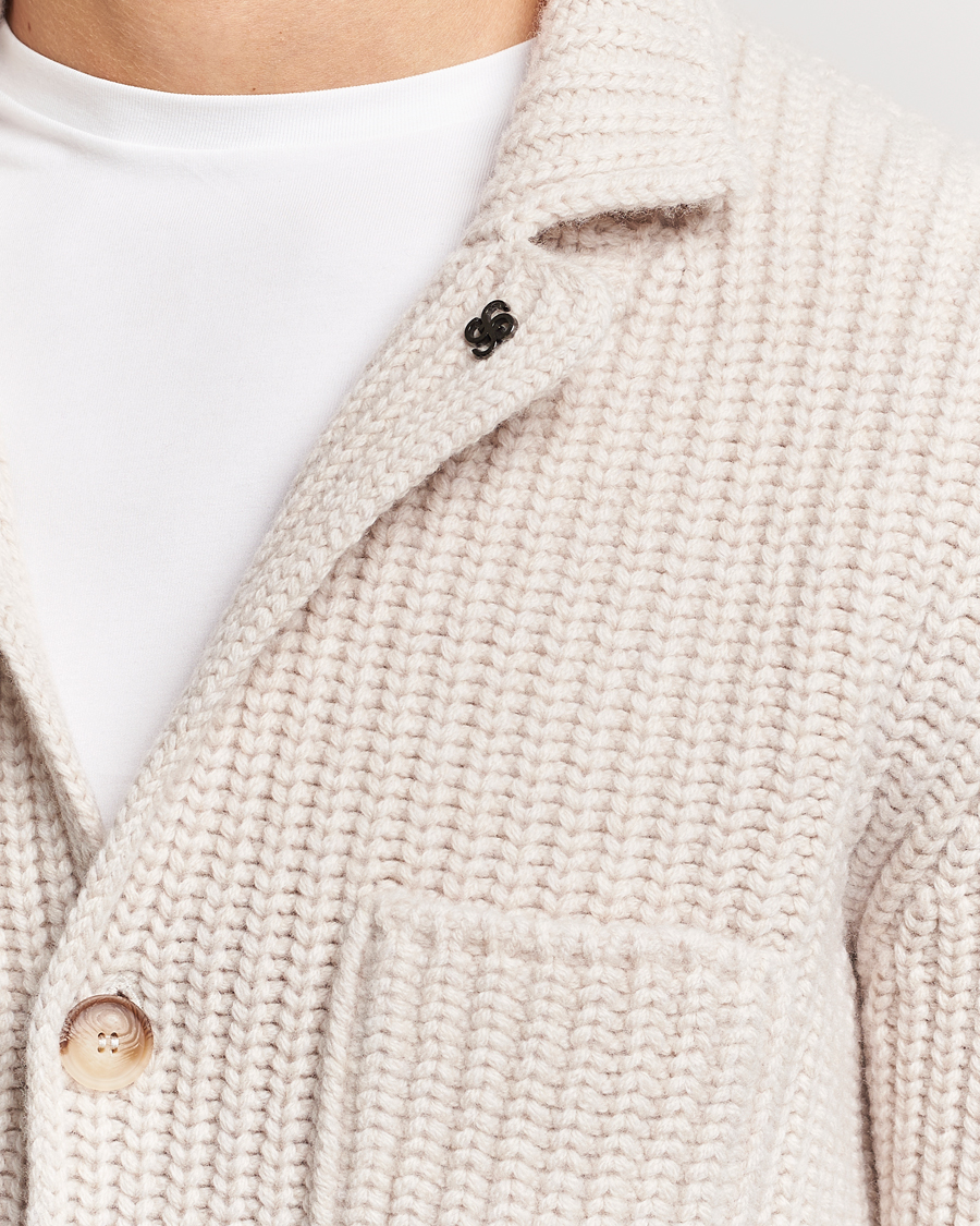 Herre | Gensere | Gran Sasso | Heavy Wool Knitted Blazer Cardigan Off White