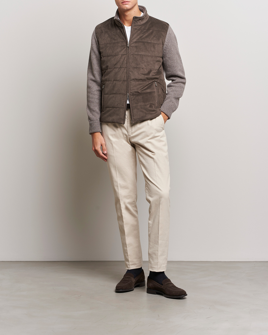 Herre | Gensere | Gran Sasso | Wool/Alcantara Full Zip Grey