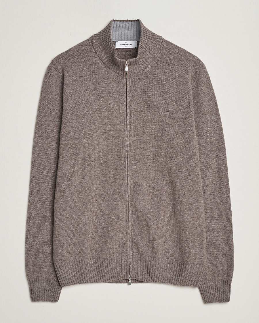 Herre | Gensere | Gran Sasso | Wool/Cashmere Full Zip Light Brown Melange