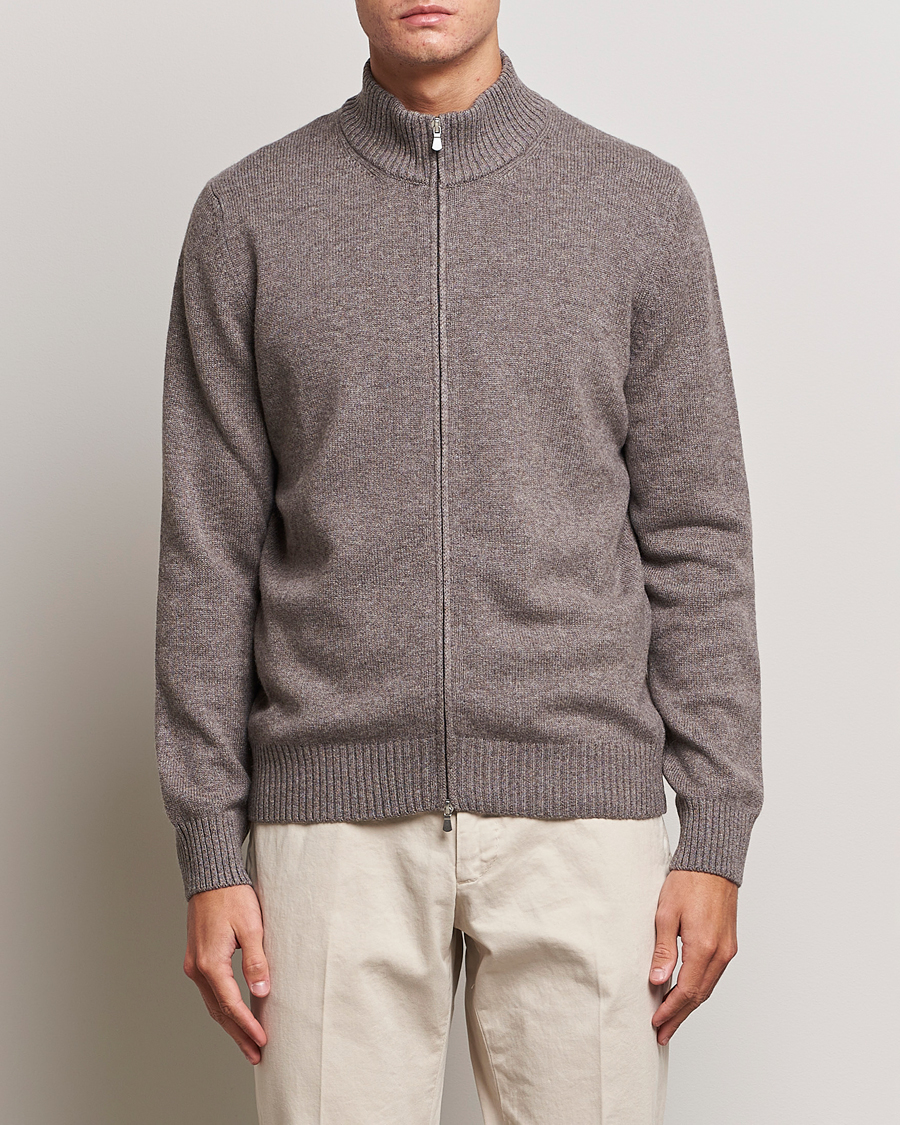 Herre |  | Gran Sasso | Wool/Cashmere Full Zip Light Brown Melange