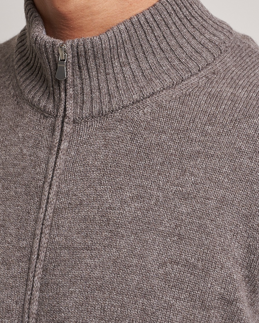 Herre | Gensere | Gran Sasso | Wool/Cashmere Full Zip Light Brown Melange