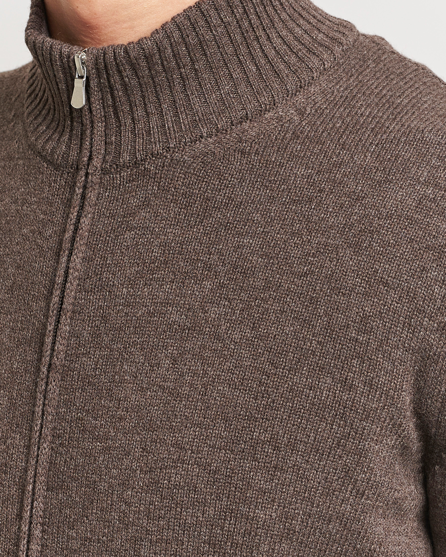 Herre | Gensere | Gran Sasso | Wool/Cashmere Full Zip Brown Melange
