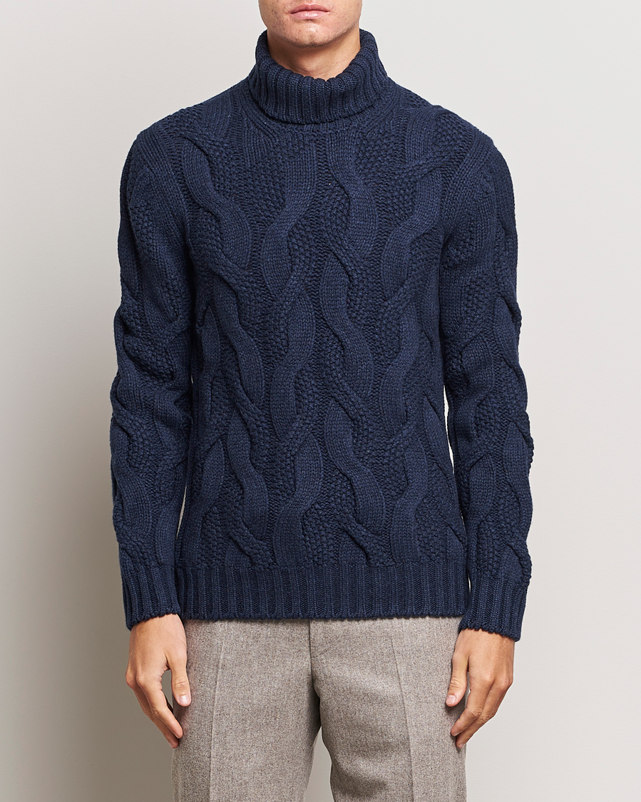 Herre | Gran Sasso | Gran Sasso | Wool/Cashmere Heavy Knitted Structured Polo Navy