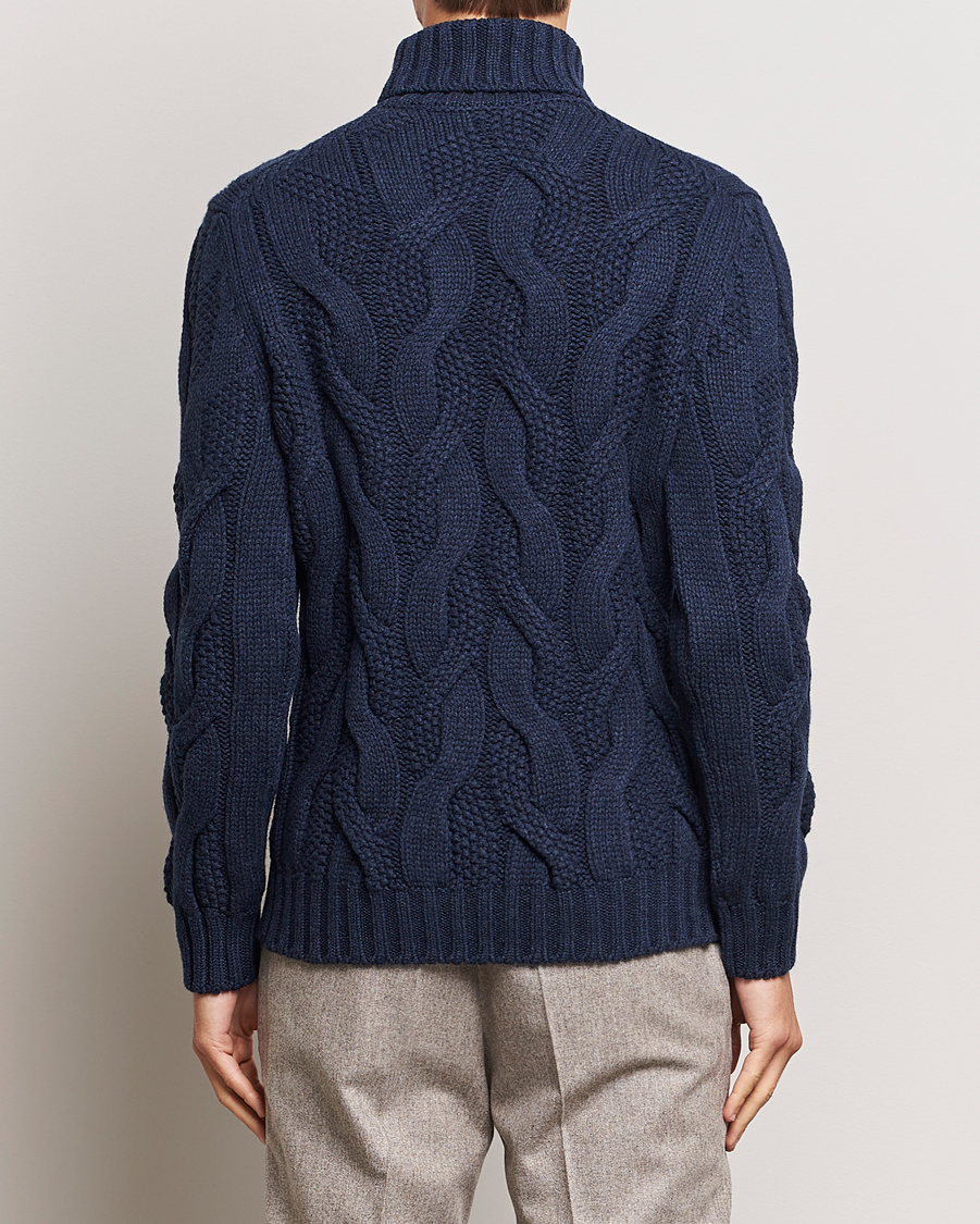 Herre | Gensere | Gran Sasso | Wool/Cashmere Heavy Knitted Structured Polo Navy