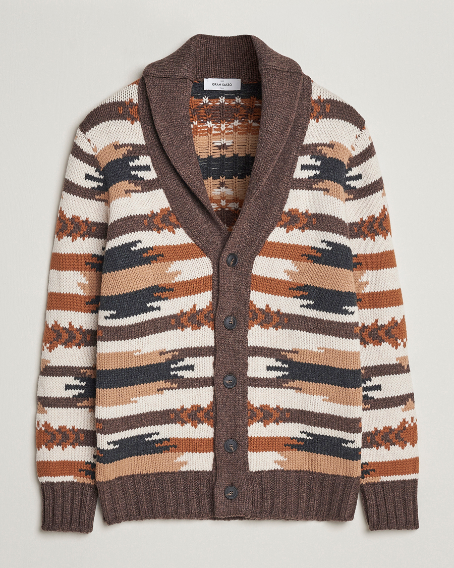 Herre | Gensere | Gran Sasso | Aspen Heavy Knitted Wool Cardigan Multi