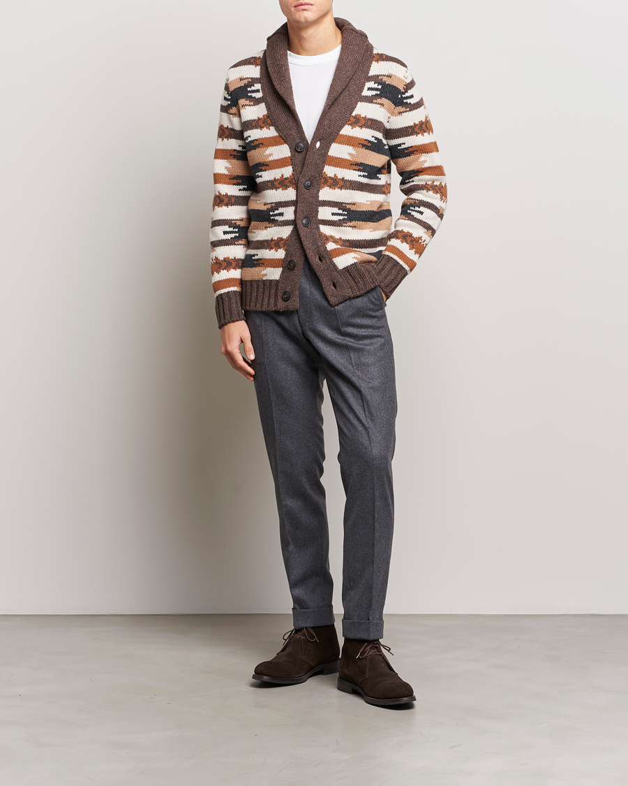 Herre | Gensere | Gran Sasso | Aspen Heavy Knitted Wool Cardigan Multi